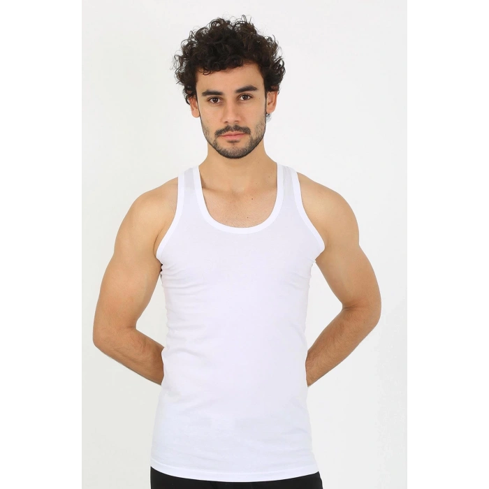 Moda Erkek Beyaz Ribana Atlet