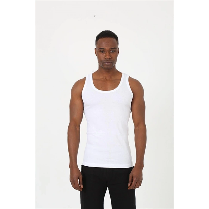 Moda Erkek Beyaz Sporcu Ribana Atlet