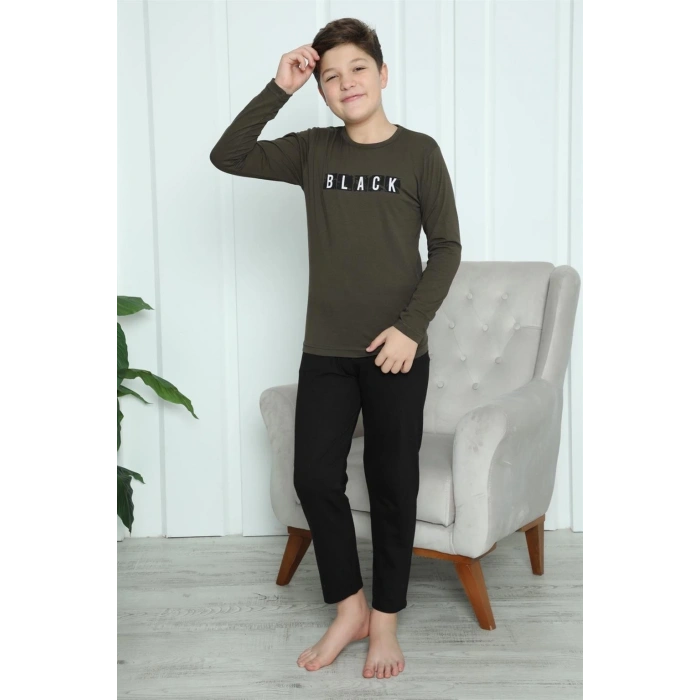Moda Erkek Çocuk Penye Pijama Takım Haki