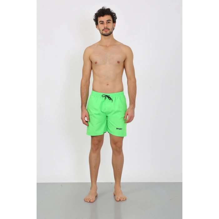 Moda Erkek Fermuar Cepli Deniz Şortu Fıstık Yeşil