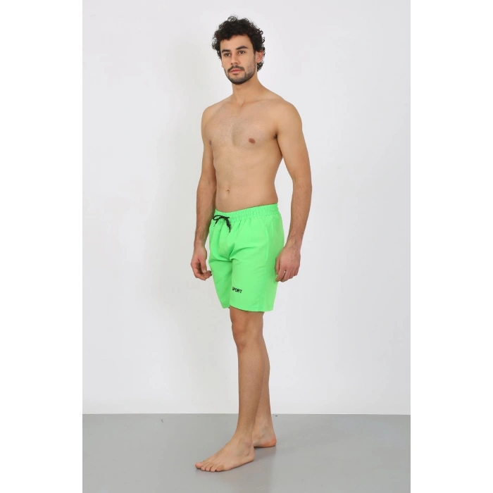 Moda Erkek Fermuar Cepli Deniz Şortu Fıstık Yeşil