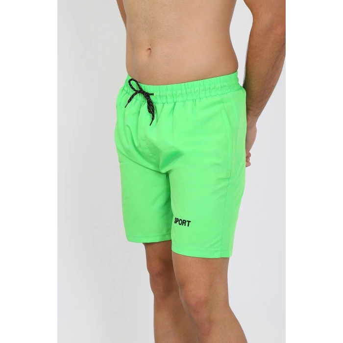 Moda Erkek Fermuar Cepli Deniz Şortu Fıstık Yeşil