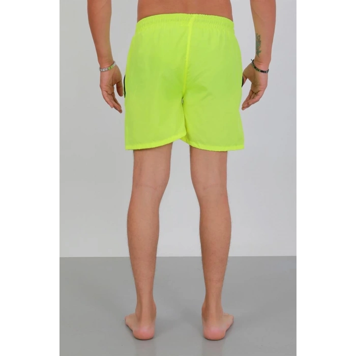 Moda Erkek Fermuarlı Cepli Deniz Şortu Neon Yeşil