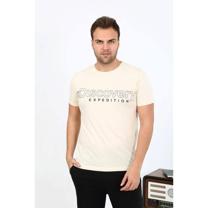 Moda Erkek Kısa Kol Penye Pijama Takımı Krem