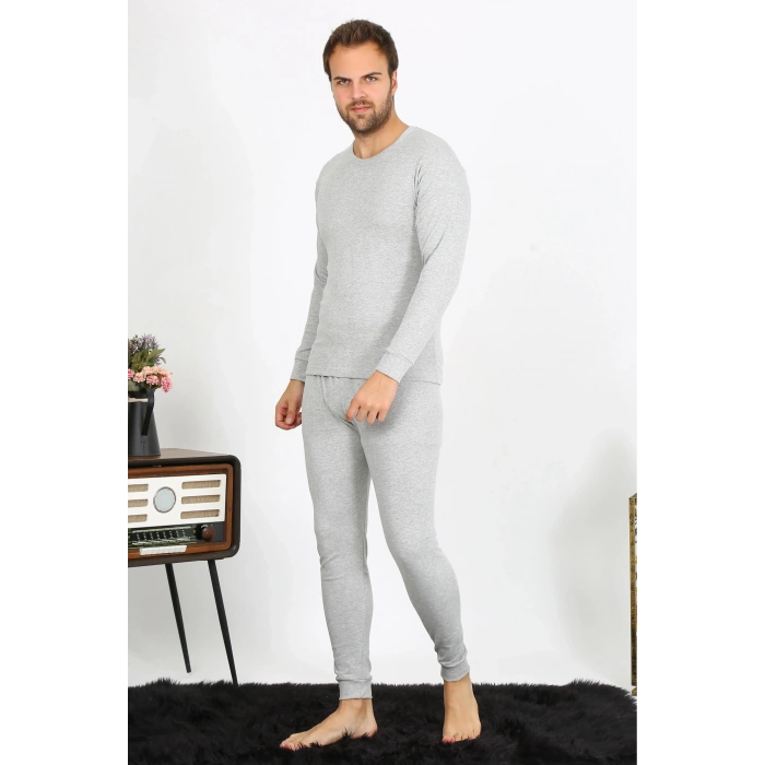 Moda Erkek Pamuk Gri İçlik Takım