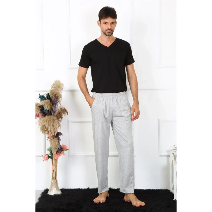 Moda Erkek Pamuk Gri Tek Alt Pijama