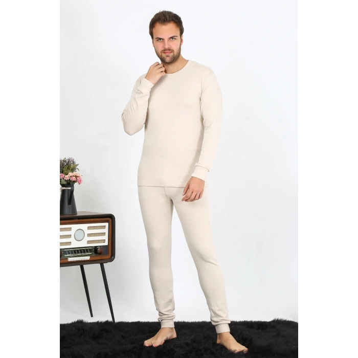 Moda Erkek Pamuk Krem İçlik Takım