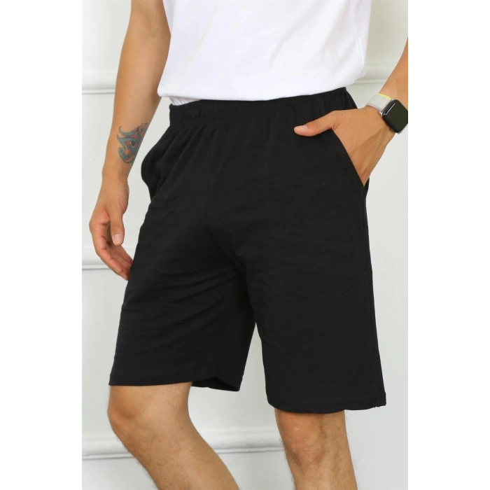 Moda Erkek Pamuk Siyah Şort