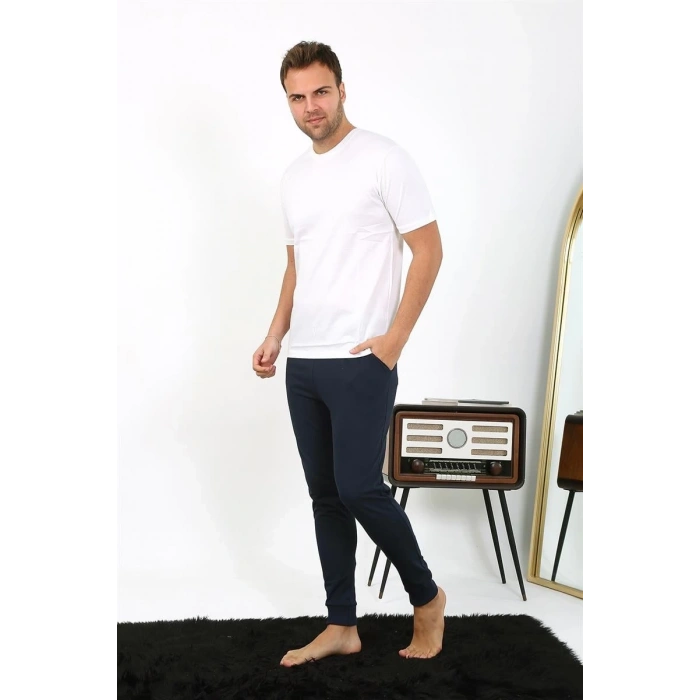 Moda Erkek Pamuk Tek Alt Pijama Lacivert
