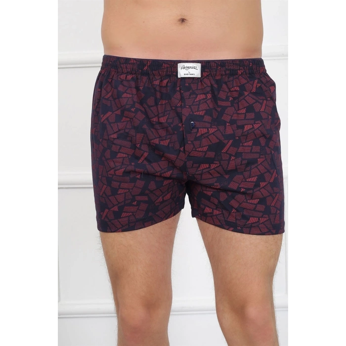 Moda Erkek Penye Boxer Bordo - Lacivert