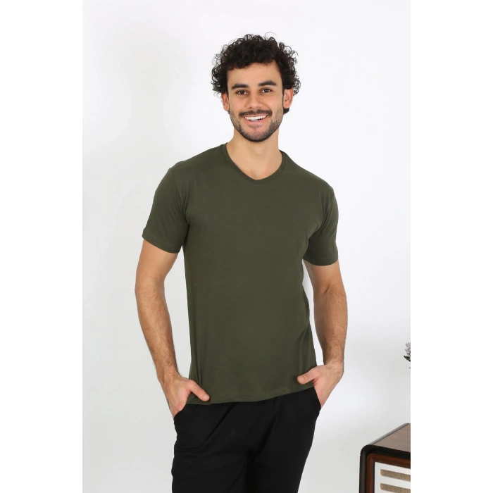 Moda Erkek Penye Haki 3lü Pijama Takımı