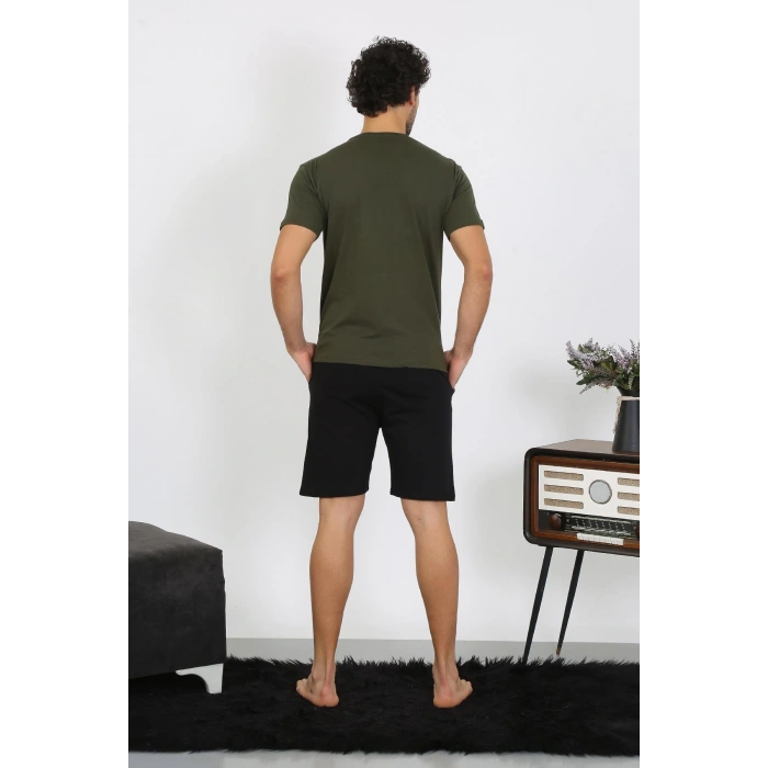 Moda Erkek Penye Haki 3lü Pijama Takımı