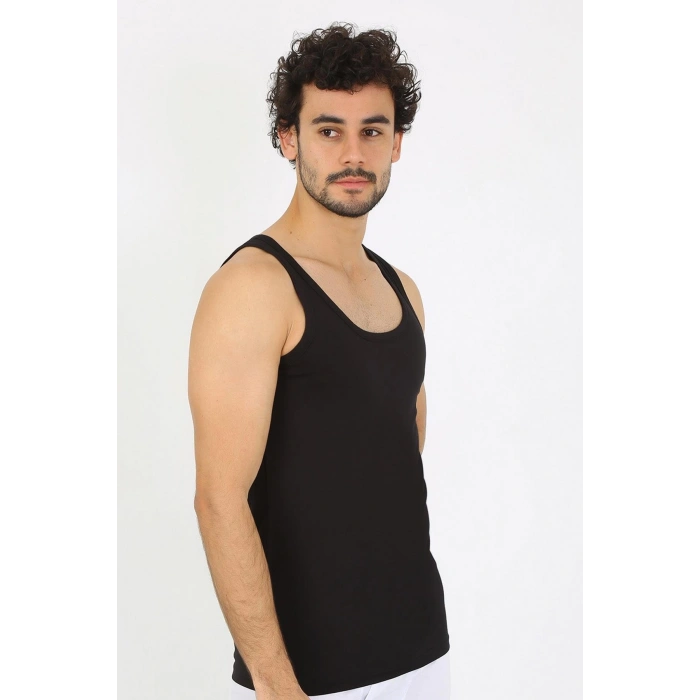 Moda Erkek Penye Siyah Atlet