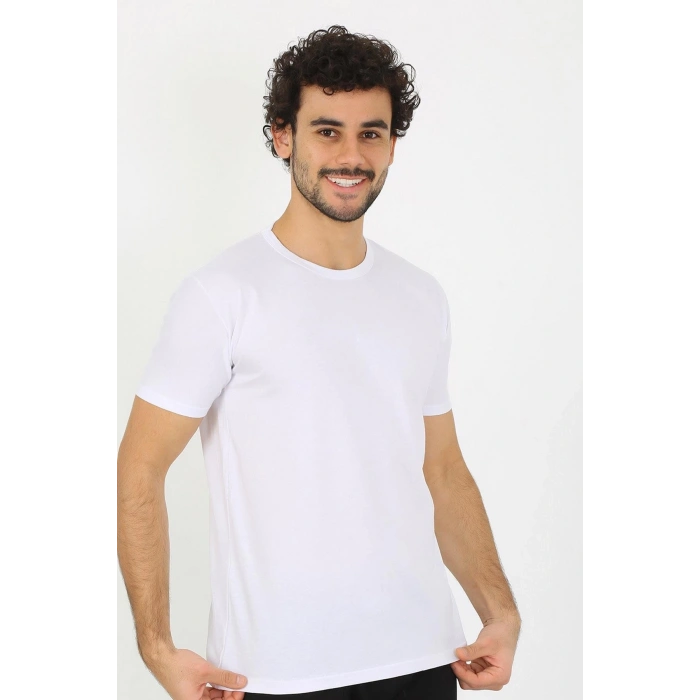 Moda Erkek Sıfır Yaka Beyaz Penye Atlet