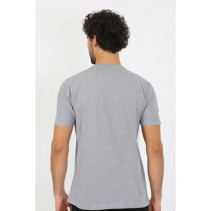 Moda Erkek Sıfır Yaka Gri Penye Atlet