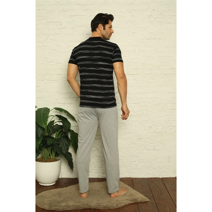 Moda Erkek Siyah 3lü Pijama Takım
