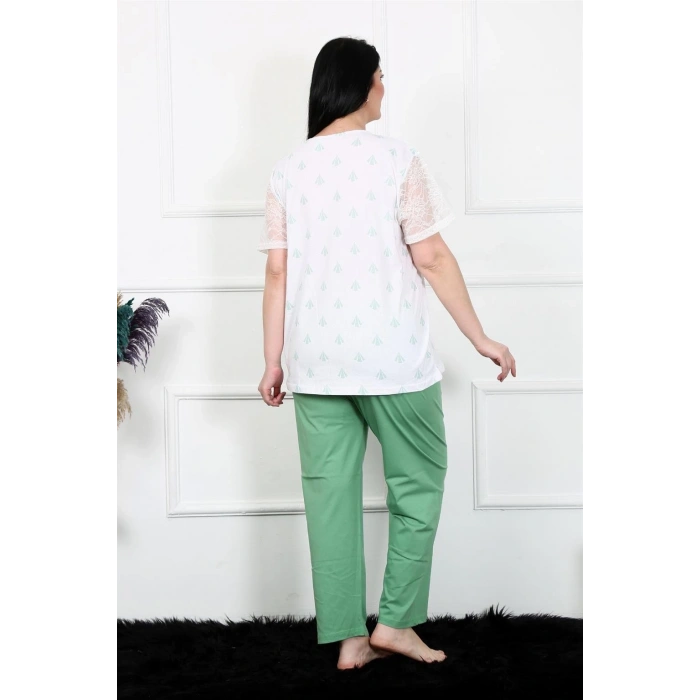 Moda Kadın 5XL-6XL-7XL-8XL Büyük Beden Kısa Kol Pijama Takım Beyaz