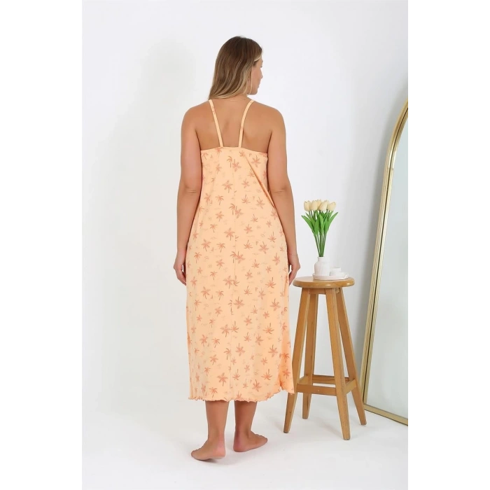 Moda Kadın Büyük Beden İp Askılı Uzun Gecelik