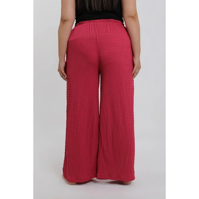 Moda Kadın Büyük Beden Mercan Rengi Rahat Kesim Baggy Tek Alt