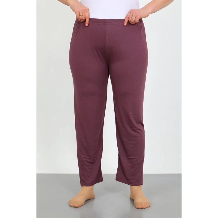 Moda Kadın Büyük Beden Mürdüm Tek Alt Pijama