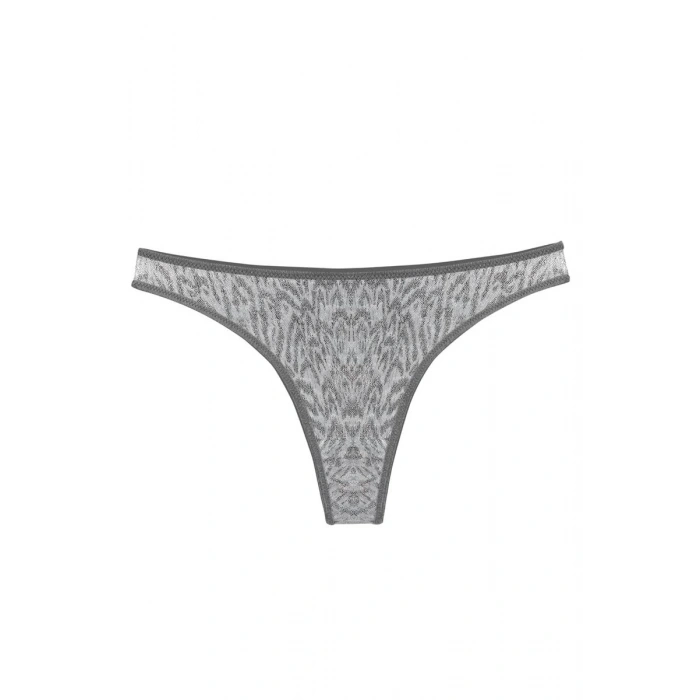 Moda Kadın Gri Zebra Desenli 2li Tanga Slip