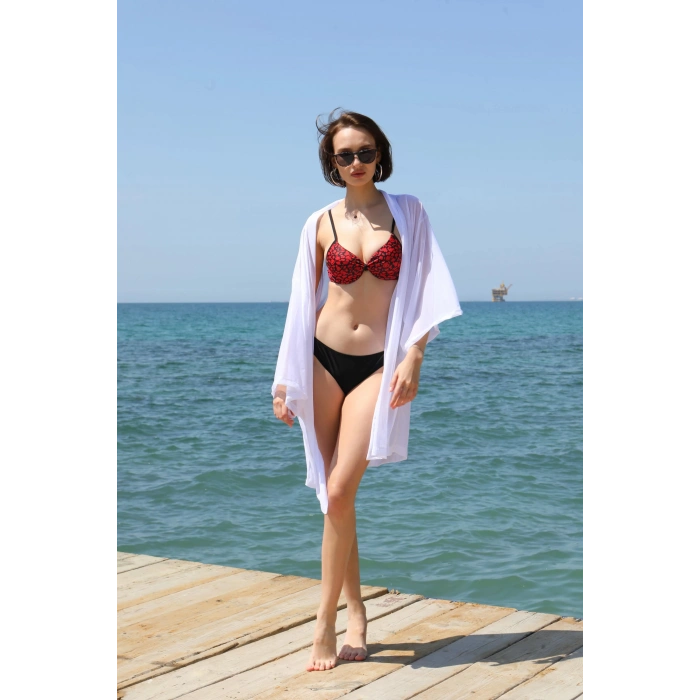 Moda Kadın Kimono Pareo Plaj Elbisesi Beyaz