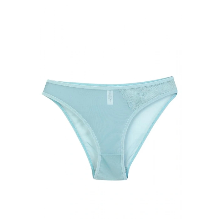 Moda Kadın Mavi Dantel Detaylı Transparan 2li Slip