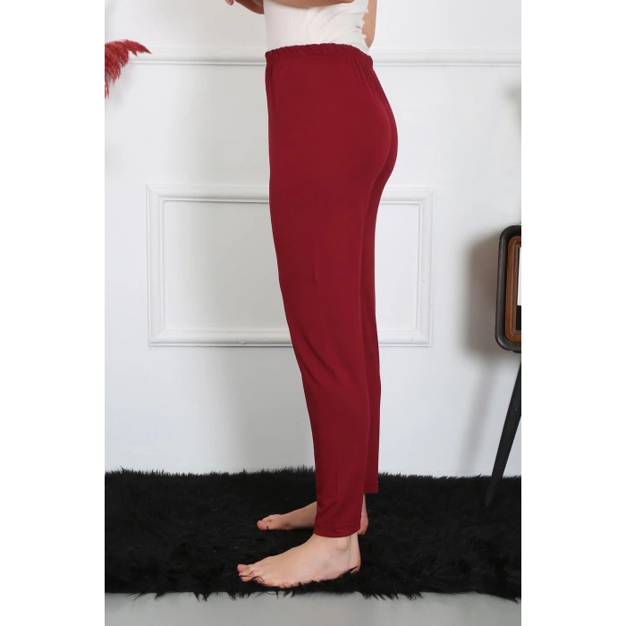 Moda Kadın Pamuk Penye Tek Alt Pijama Bordo