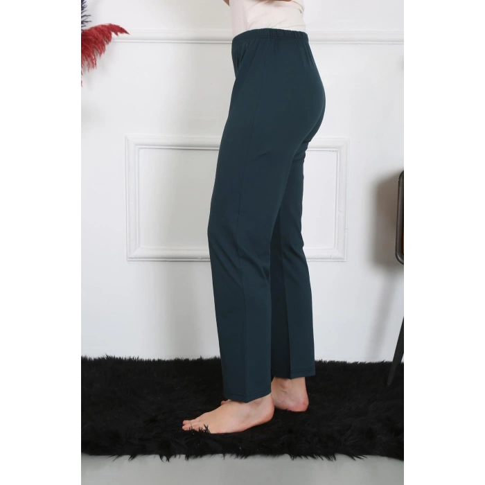 Moda Kadın Pamuk Penye Tek Alt Pijama Petrol