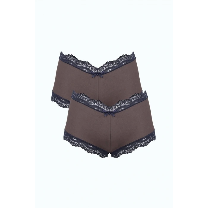 Moda Kadın Pamuklu 2li Boxer Kahve