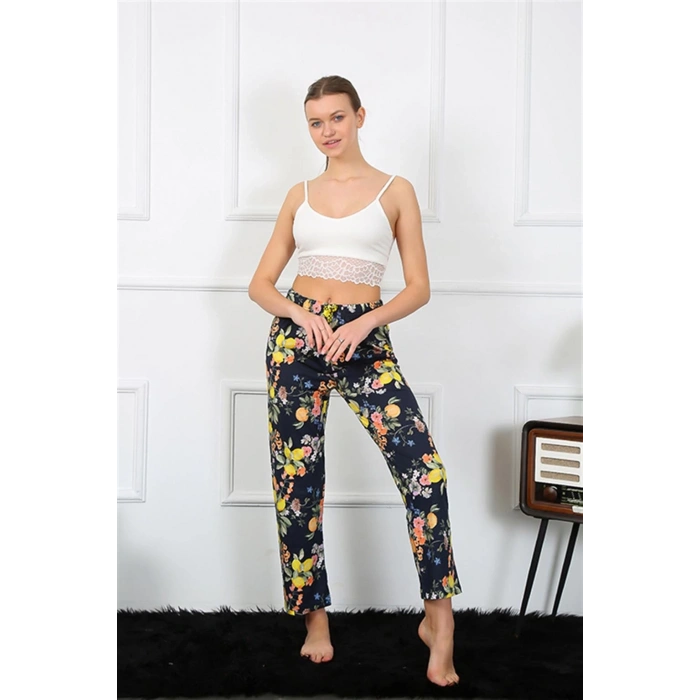 Moda Kadın Pamuklu Alt Pijama Lacivert