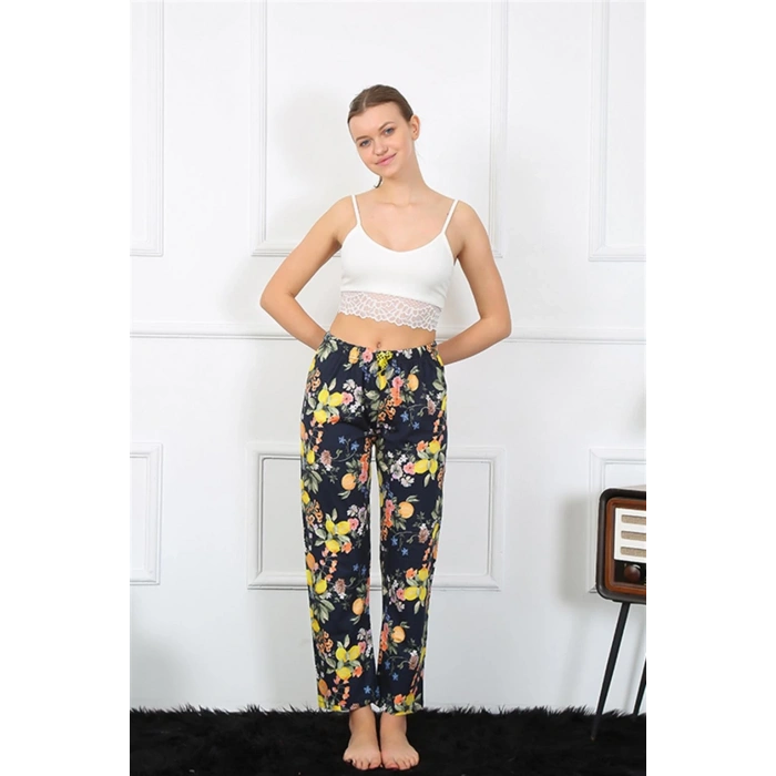 Moda Kadın Pamuklu Alt Pijama Lacivert