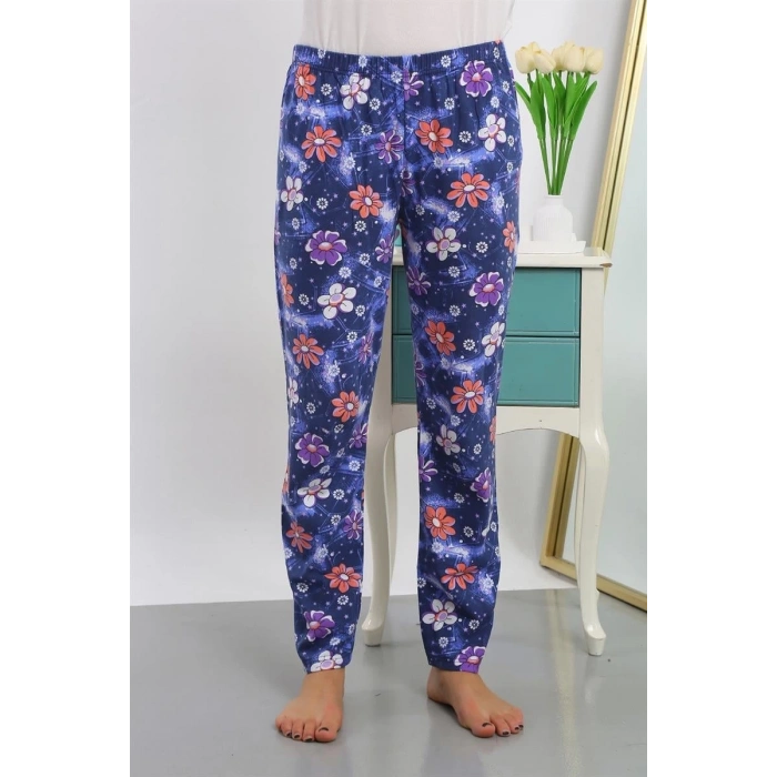 Moda Kadın Pamuklu Alt Pijama Lacivert