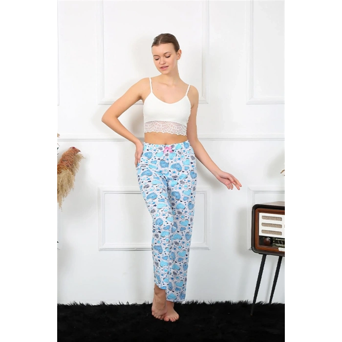 Moda Kadın Pamuklu Alt Pijama Mavi