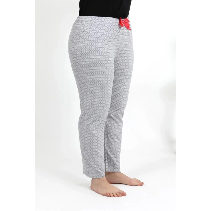 Moda Kadın Pamuklu Büyük Beden Alt Pijama Gri