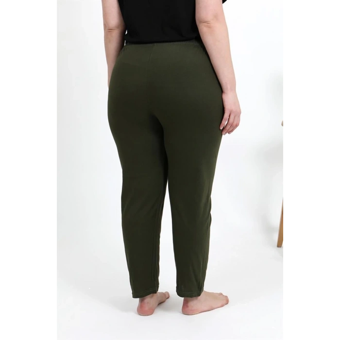 Moda Kadın Pamuklu Büyük Beden Alt Pijama Haki