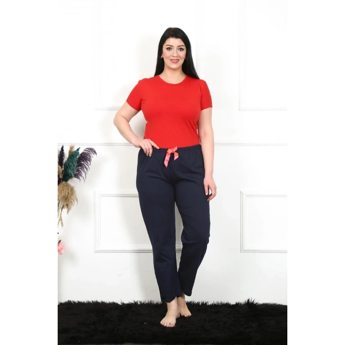 Moda Kadın Pamuklu Büyük Beden Alt Pijama Lacivert