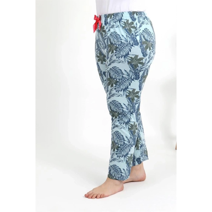 Moda Kadın Pamuklu Büyük Beden Alt Pijama Mavi
