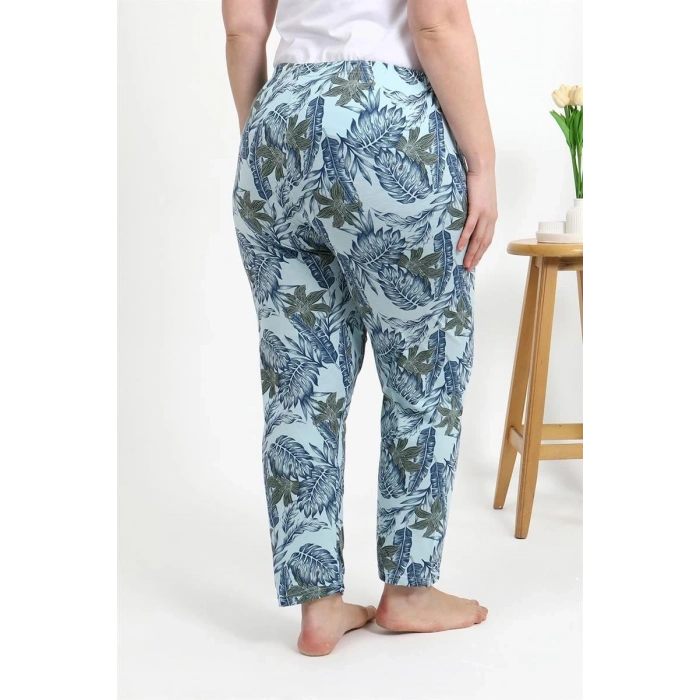Moda Kadın Pamuklu Büyük Beden Alt Pijama Mavi
