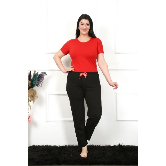 Moda Kadın Pamuklu Büyük Beden Alt Pijama Siyah