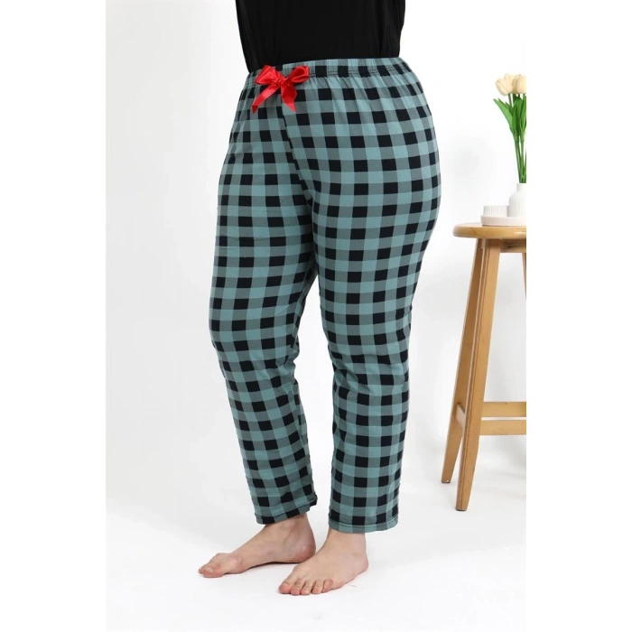 Moda Kadın Pamuklu Büyük Beden Alt Pijama Turkuaz