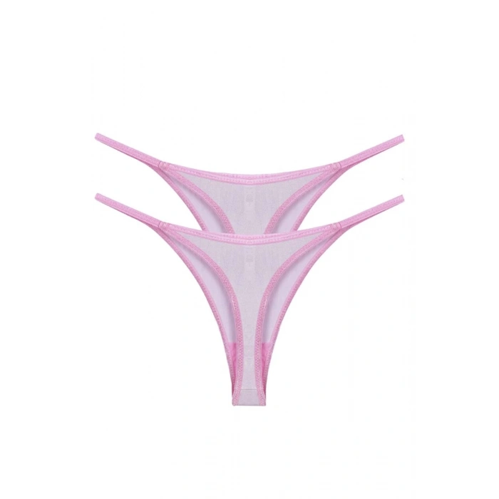 Moda Kadın Pembe Transparan 2li Tanga Slip