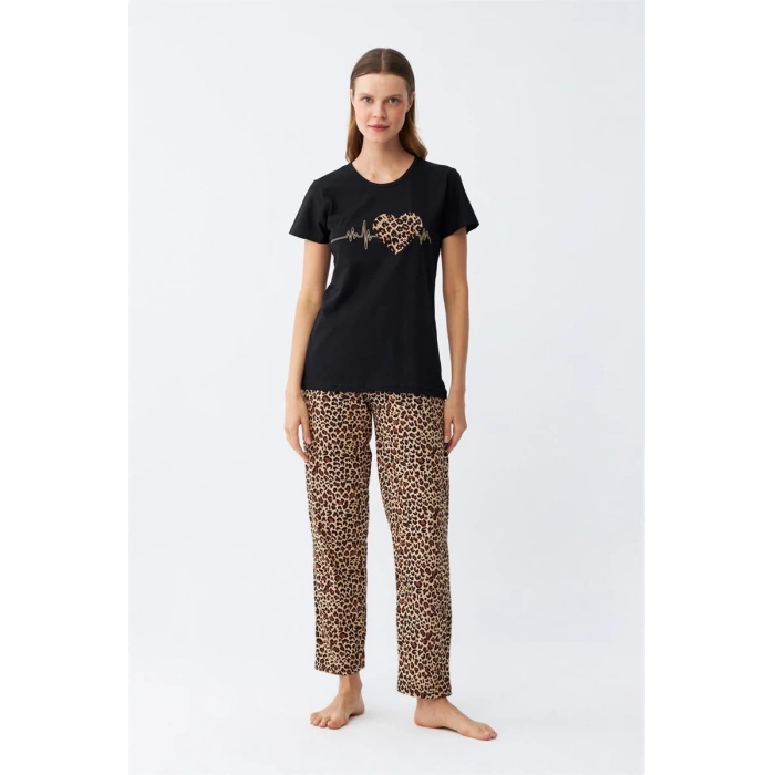 Moda Kadın Penye Kısa Kol Pijama Takım 4128