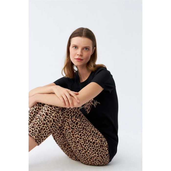 Moda Kadın Penye Kısa Kol Pijama Takım 4128