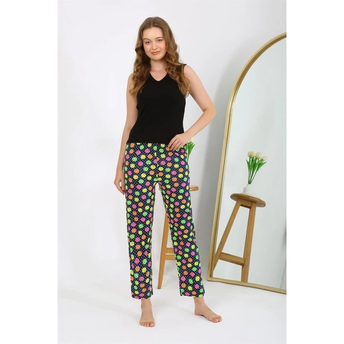 Moda Kadın Penye Smile Desenli Tek Alt Pijama