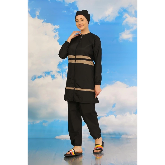 Moda Kadın Tam Tesettür Mayo Siyah