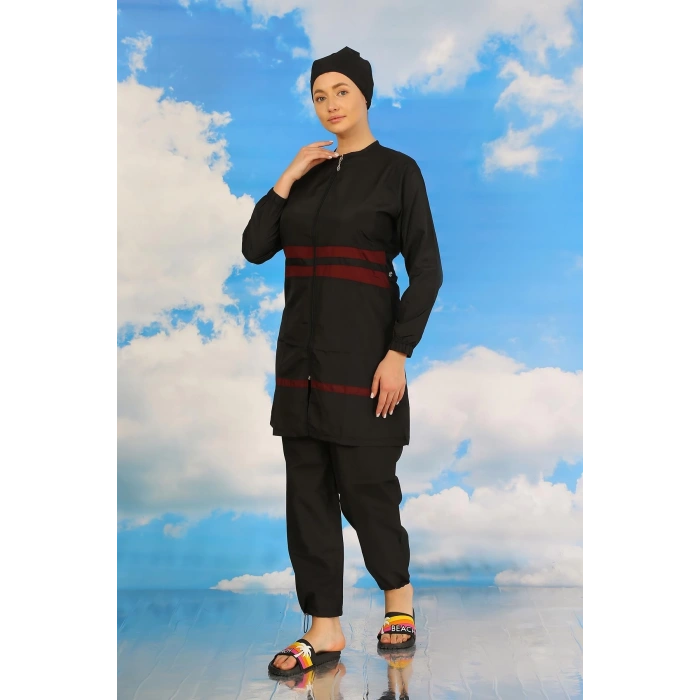 Moda Kadın Tam Tesettür Mayo Siyah