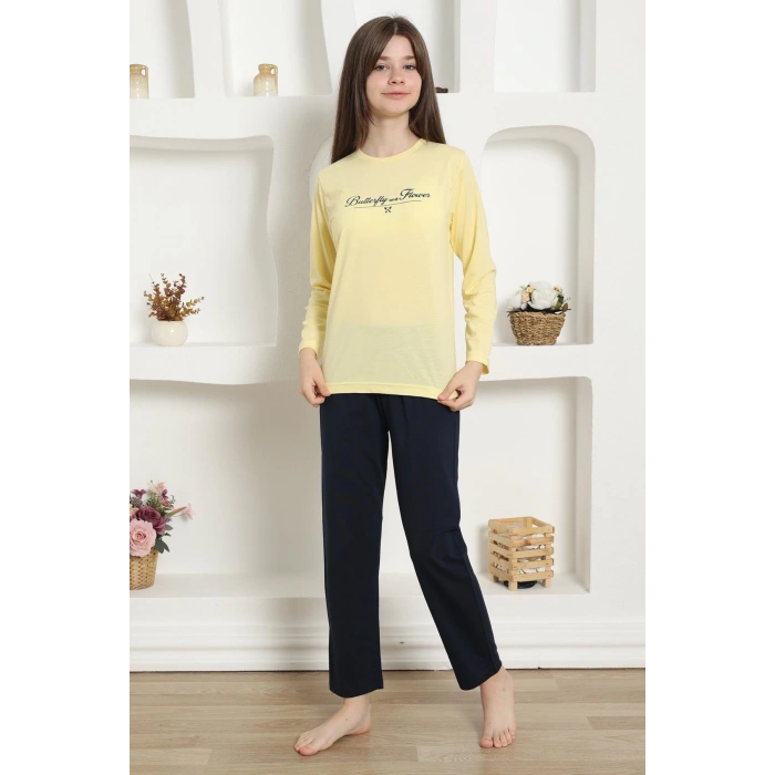 Moda Kız Çocuk Penye Pijama Takım Sarı