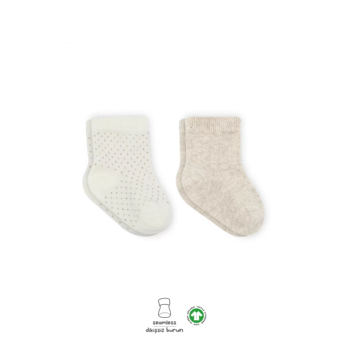 Puan Derby Penye Soket Çorap 2li  Bej Ekru