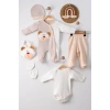 Ayıcık Nakışlı Tulumlu % 100 Pamuk Erkek Bebek 5li Set